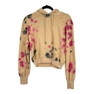 AFRM sweatshirt crop hoodie tie dye cotton tan X-Small XS